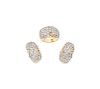 RING AND DIAMONDS EARRINGS SET. 18K YELLOW GOLD