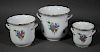 (3) HEREND Chinese Bouquet Porcelain Cachepots