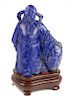 Old Chinese Carved Lapis Lazuli Statue of Old Man
