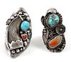 (2) Sterling & Turquoise Southwestern Rings