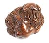 Signed NETSUKE Carved Rats & Nuts