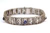 Art Deco 14K Gold Diamonds & Sapphires Bracelet