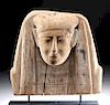 Egyptian Wood / Painted Gesso Sarcophagus Head Panel