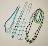 5 American Indian turquoise necklaces