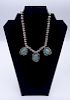 NATIVE AMERICAN STERLING SILVER & TURQUOISE NECKLACE