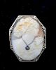 14 KT ANTIQUE CAMEO WITH EDWARDIAN DIAMOND 11.2 DWT