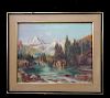 PERKINS SGN. OIL ON CANVAS MOUNTAIN LANDSCAPE