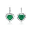 Heart-Shaped Emerald and Diamond Earrings