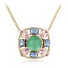 Emerald Sapphire and Pink Sapphire Necklace