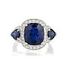 5.31-Carat Burmese Unheated Sapphire and Diamond Ring