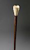 Whaleman Made Whale Ivory Knob Walking Stick, circa 1850