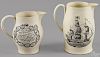 Two Liverpool pitchers, 19th c., with Masonic sym