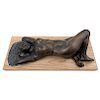 FELIPE CASTAÑEDA, Desnuda acostada(“Nude Woman Lying Down”), Signed and dated 2014, Bronze sculpture II/VII on wood base, 7.8x24.4x10.6” (20x62x27 cm)