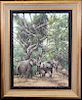 Garreth Hook, Painting of Elephants Under Trees