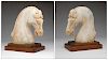 Two Chinese carved marble busts of horses