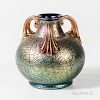 Loetz Cobalt Blue Mimosa Art Glass Vase