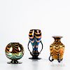 Three Imperial Art Glass Iridescent Vases