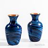 Two Imperial Art Glass Marbleized Vases