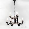 Bronze Figural Chandelier in the Manner of Oscar Bach