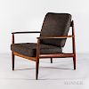Grete Jalk for France & Son Upholstered Teak Lounge Chair