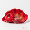 Dale Chihuly (American, b. 1941) Two-piece Crimson Red Seaform with Black Lip Art Glass Set and Artist-signed Book