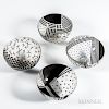 Dawn Storey (British, 20th Century) Four Art Glass Bowls