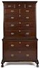 Pennsylvania Chippendale walnut chest on chest, c