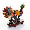 CHINESE CLOISONNE DRAGON STATUE WITH WOODEN BASE
