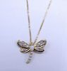 14 KT GOLD NECKLACE WITH DIAMOND DRAGONFLY PENDANT 1.8 DWT