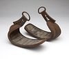 A pair of Japanese cast iron abumi/stirrups