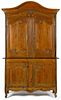 French three-part pine wardrobe, 19th c., with ca