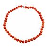 A Strand of Coral Beads with 18K Diamond Clasp