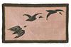 Grenfell hooked rug of flying geese, 18'' x 31''.
