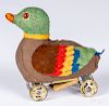 Felt duck pull toy, ca. 1900, with squeaker