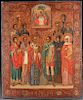 LARGE RUSSIAN ICON, TRINITY WITH SAINTS