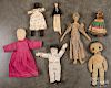 Group of seven early rag dolls