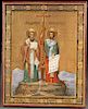 RUSSIAN ICON, STS. METHODIOUS & CYRIL, C. 1900