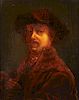 OIL ON WOOD REMBRANDT STYLE PAINTING, 19TH C.
