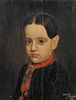 Oil on wood panel portrait of a young boy, 19th c