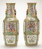 Pair of Antique Chinese Rose Medallion Tall Vases