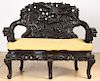 Antique Japanese Carved Rosewood Dragon Settee