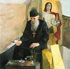OIL PAINTING OF ICONOGRAPHER, SIGNED STEPANETZ
