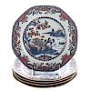 Four Chinese Export Blue/White Rouge de Fer Plates