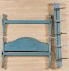 Blue painted rope bed, early 19th c., 35 1/2'' h.,