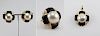 14K Gold, Pearl & Back Enamel Jewelry Set