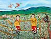 Outsider Art, Myrtice West, Estel and Myrtice in Cotton Field