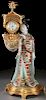 CHINESE PORCELAIN GILT MOUNTED FIGURAL CLOCK