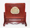 Chinese Hardwood/Carved Jade Table Screen