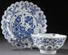 CHINESE BLUE & WHITE PLATE & BOWL