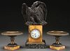 FRENCH EMPIRE BRONZE & MARBLE CLOCK
